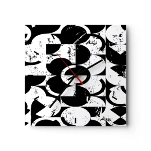 Ceas de perete - Ceas pe sticlă - Albul e alb și negrul e negru - 30x30 cm