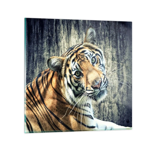 Tablou pe sticlă - Portret în fluxuri de lumină - 70x70 cm