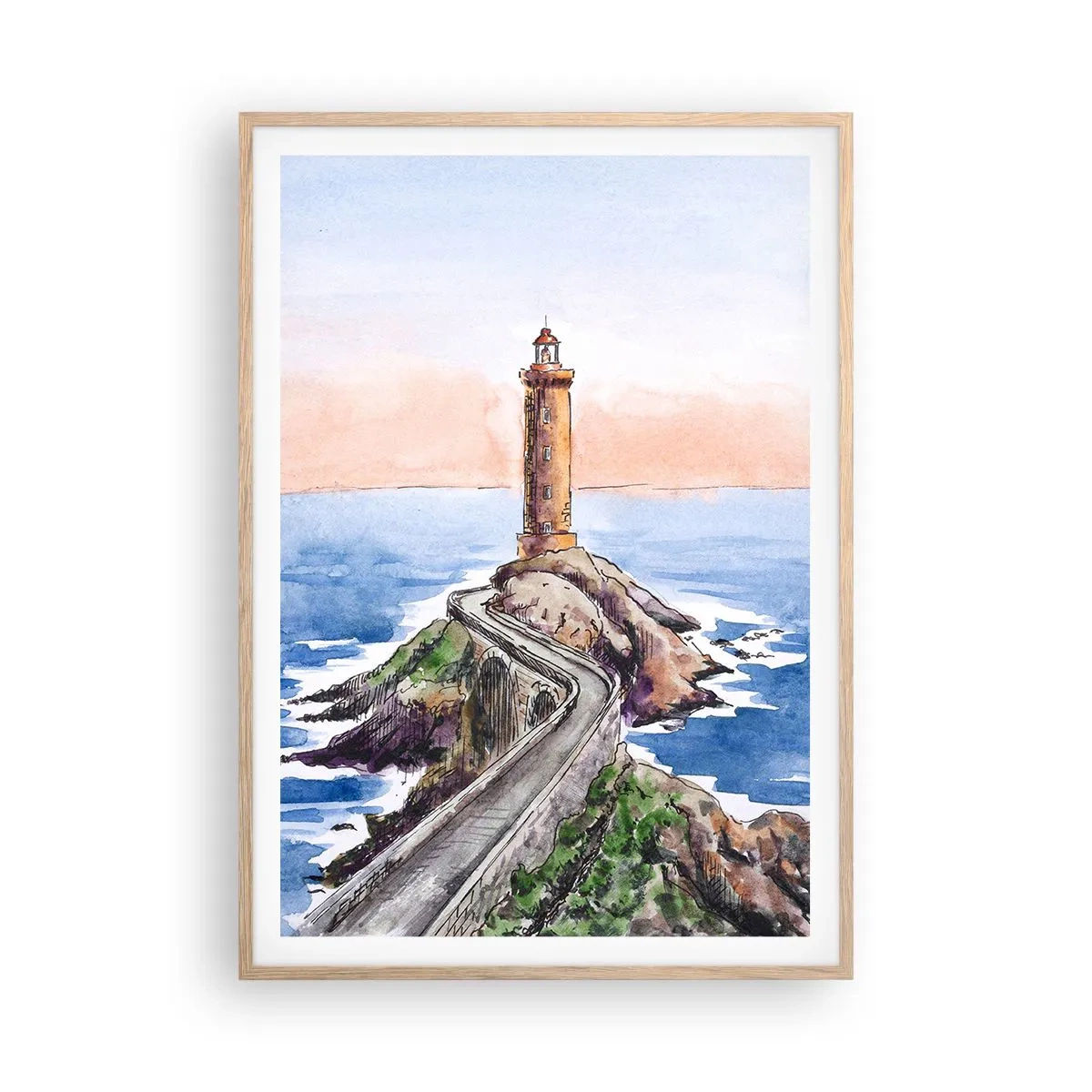 Poster în ramă de stejar deschis - Cu fața la mare - 70x100 cm