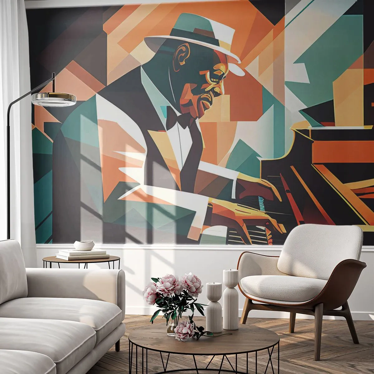 Tapet Premium Sand - Numai jazz - Pian, Pian, Cubism - 100x70 cm