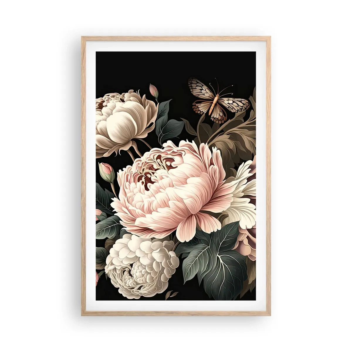 Poster în ramă de stejar deschis - În stil baroc - 61x91 cm