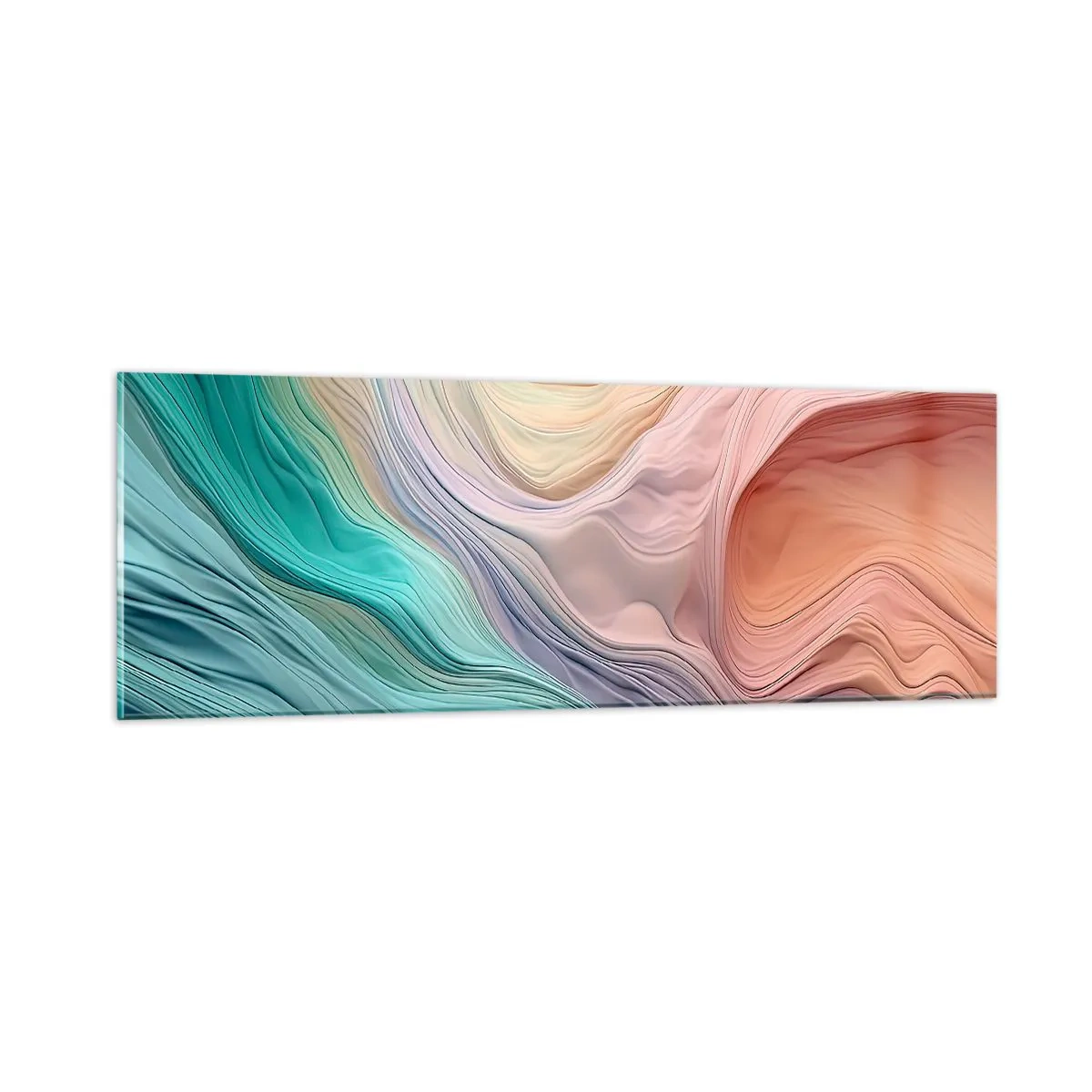 Tablou pe sticlă - Valul curcubeu - 90x30 cm