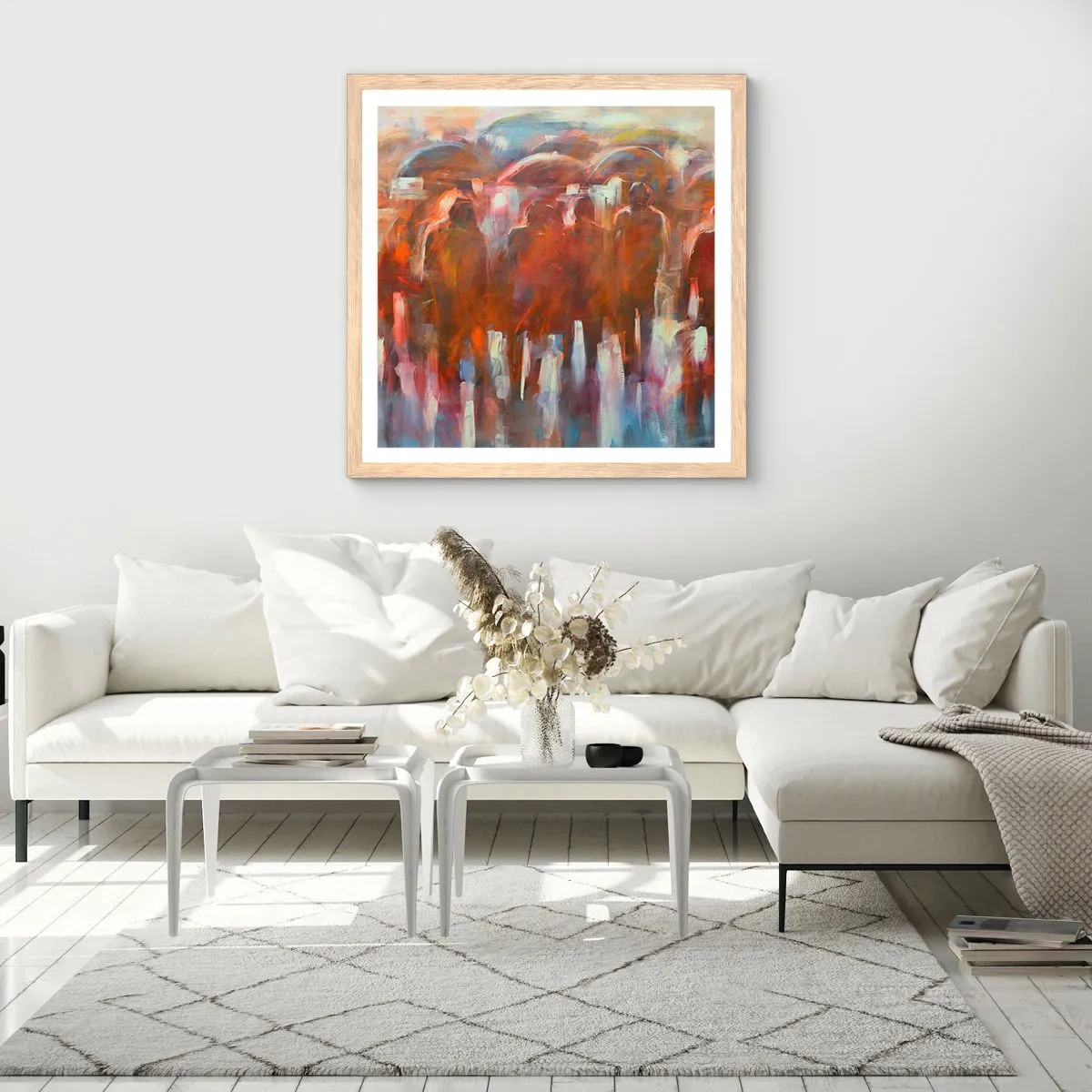 Poster în ramă de stejar deschis - Egali în ploaie și ceață - 40x40 cm