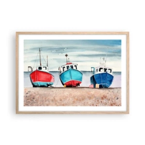 Poster în ramă de stejar deschis - Gata pentru pescuit - 70x50 cm