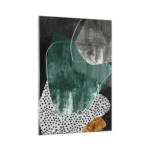 Tablou pe sticlă - Abstracție colorată cu fulgi de aur - 80x120 cm