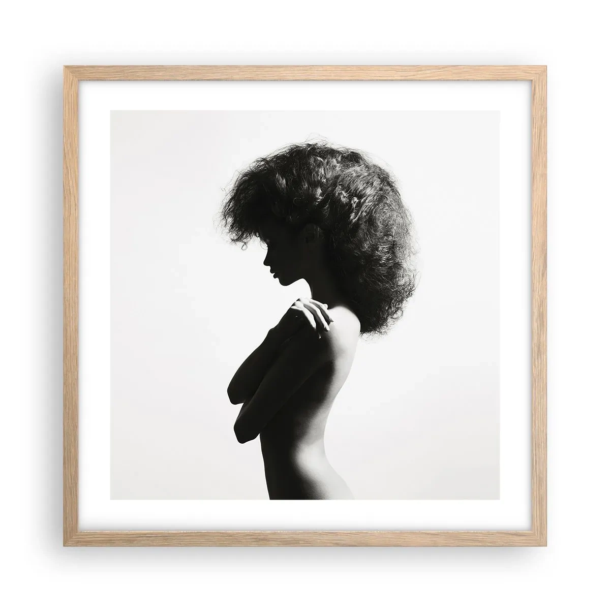 Poster în ramă de stejar deschis - Ca o floare pe o tulpină subțire - 50x50 cm