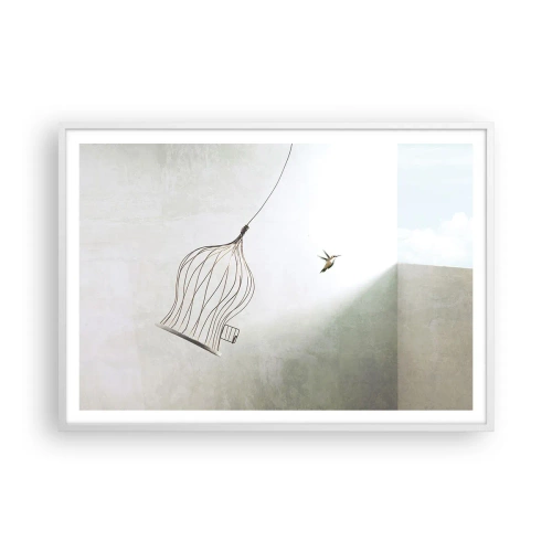Poster în ramă albă - Eliberat - 100x70 cm