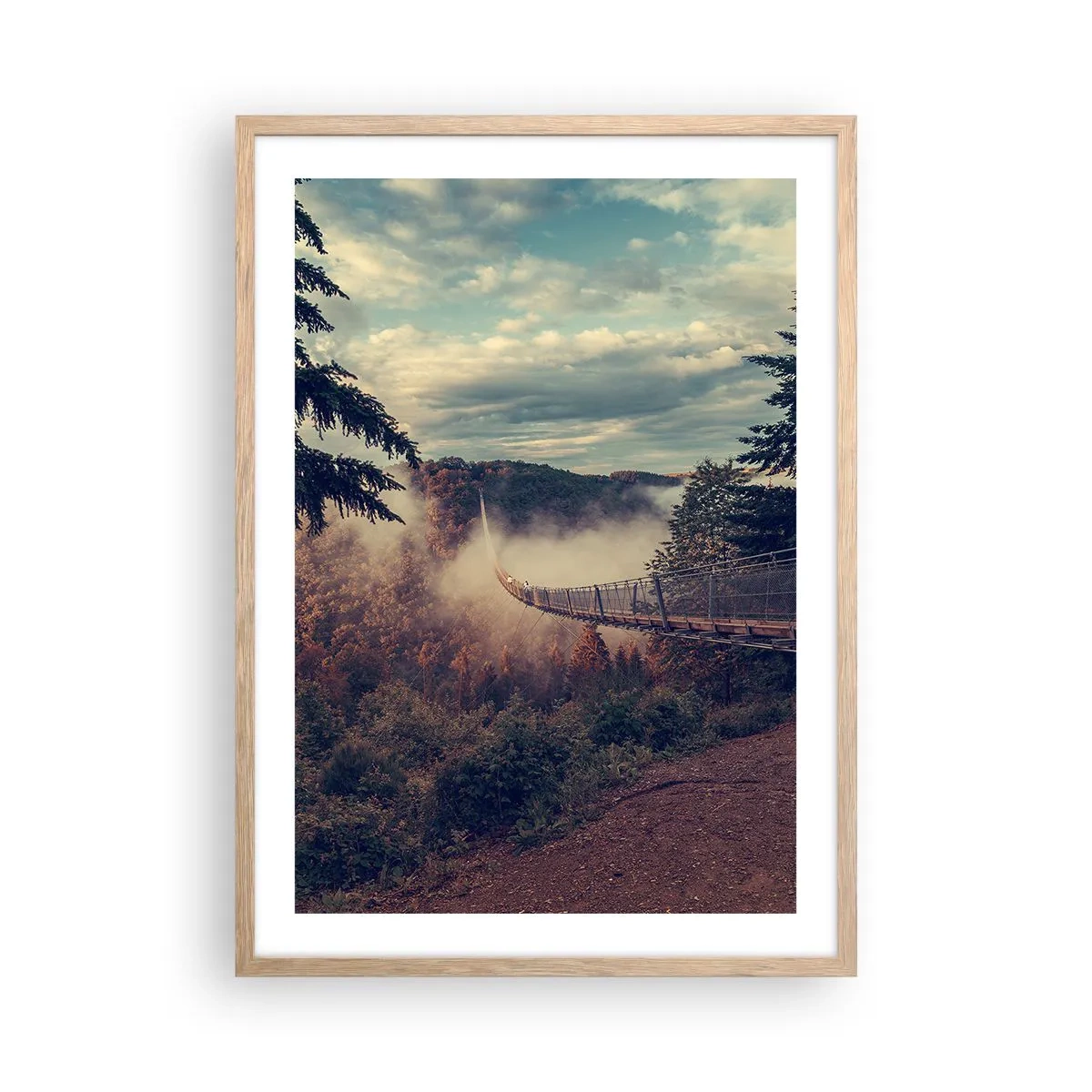 Poster în ramă de stejar deschis - Deasupra pădurii de toamnă - 50x70 cm