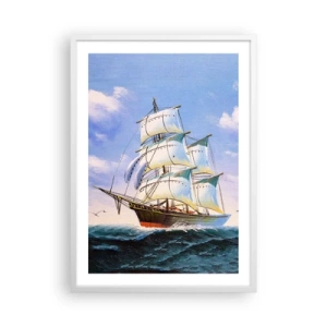 Poster în ramă albă - Cu mândrie în vânt - 50x70 cm