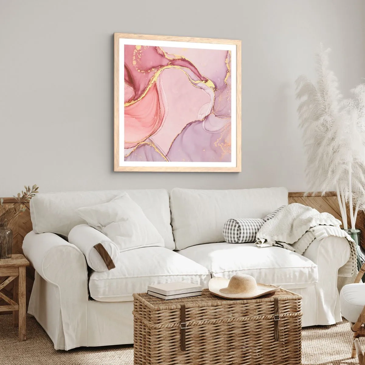 Poster în ramă de stejar deschis - O mângâiere de culoare - 60x60 cm