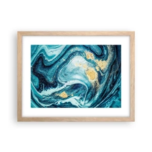 Poster în ramă de stejar deschis - Vârtej albastru - 40x30 cm