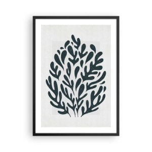 Poster în ramă neagră - Compoziție vegetală neagră pe fundal deschis - 50x70cm - Formele naturii - Decorațiune modernă pentru perete pentru living și dormitor ARTTOR
