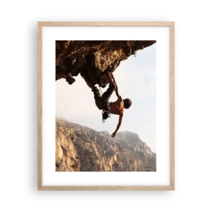 Poster în ramă de stejar deschis - Lumea s-a micșorat într-un pumn pe un afloriment de bolovani - 40x50 cm