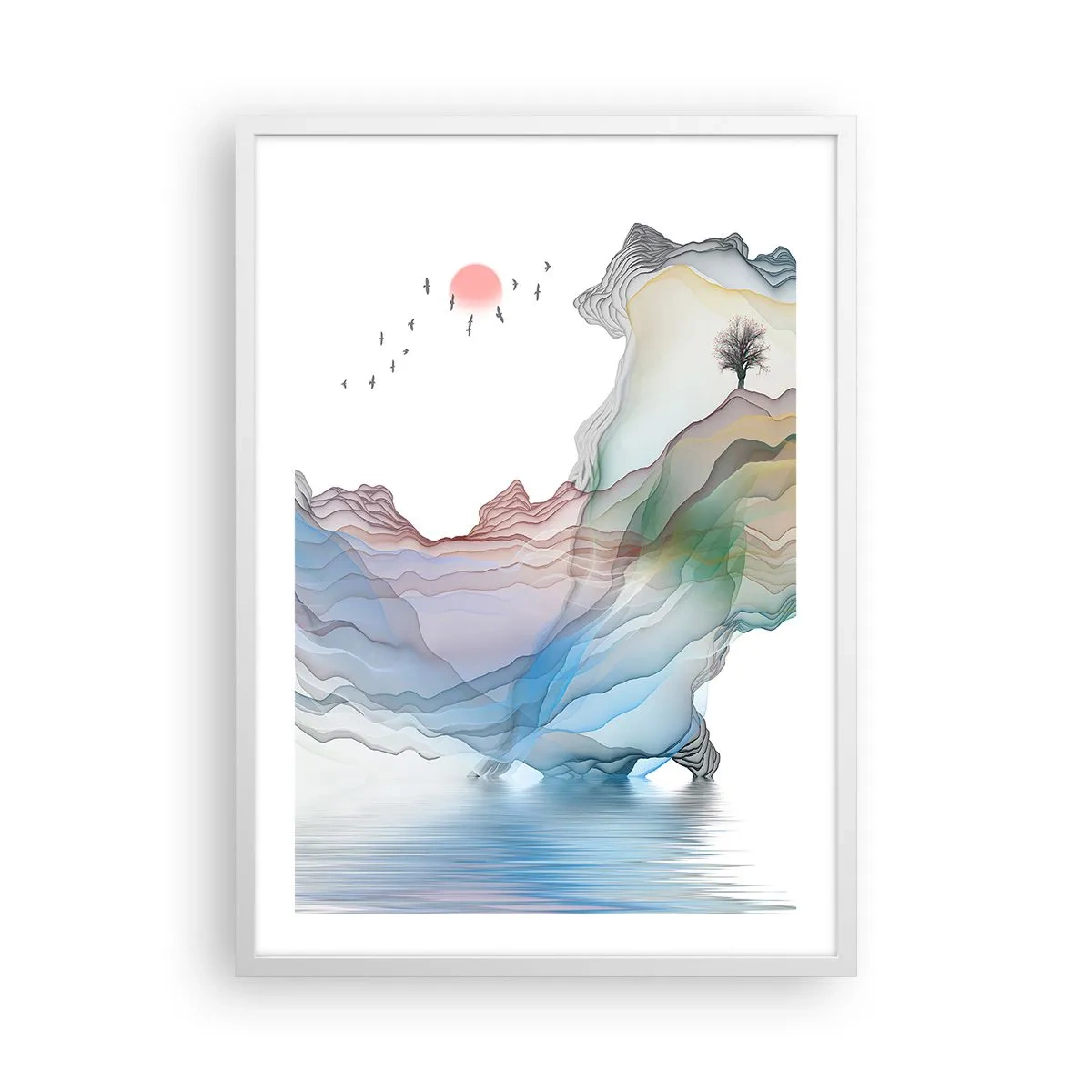 Poster în ramă albă - Spre munții de cristal - 50x70 cm