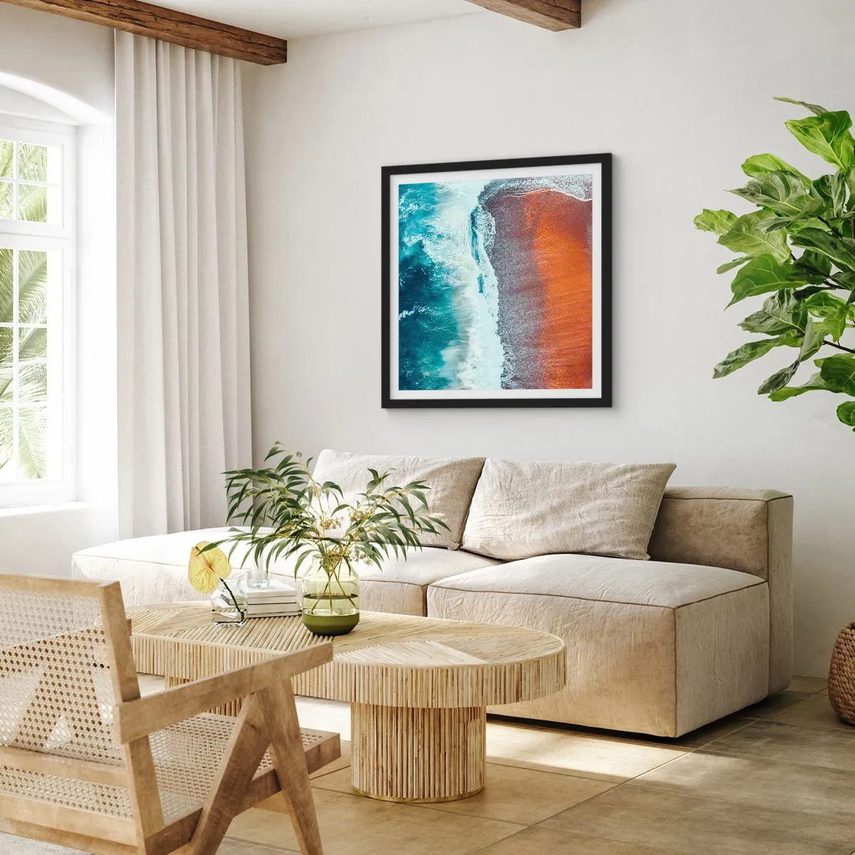 Poster în ramă neagră - Atingerea oceanului - 50x50 cm