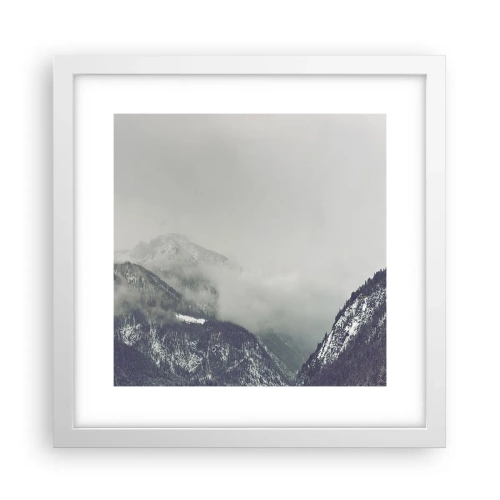 Poster în ramă albă - Valea cețoasă - 30x30 cm