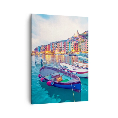Tablou pe pânză - O seară plină de culoare în port - 50x70 cm