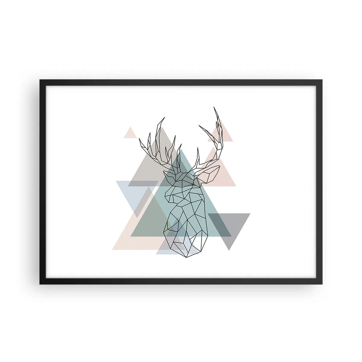 Poster în ramă neagră - Într-o pădure geometrică - 70x50 cm