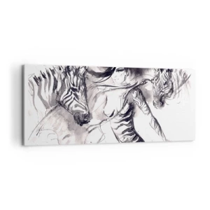 Tablou pe pânză - Dansând cu zebrele - 100x40 cm