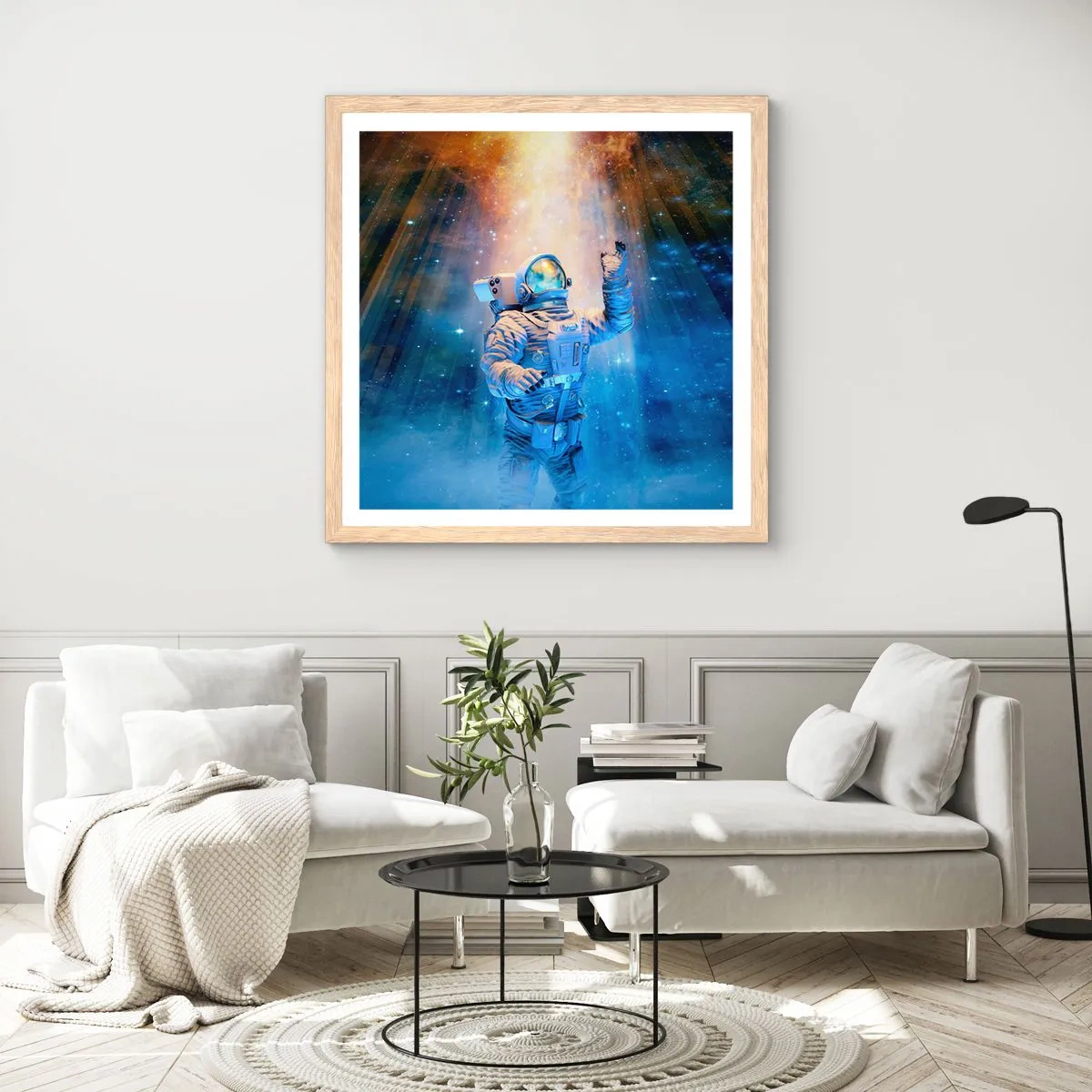 Poster în ramă de stejar deschis - În cele din urmă am ajuns - 50x50 cm