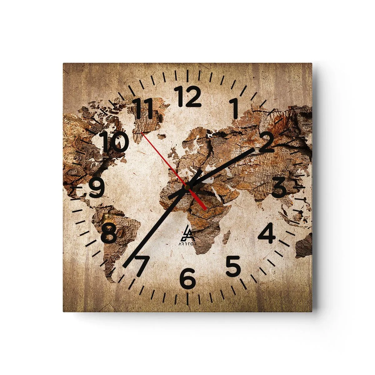 Ceas de perete - Ceas pe sticlă - Descoperirea lumii - 30x30 cm