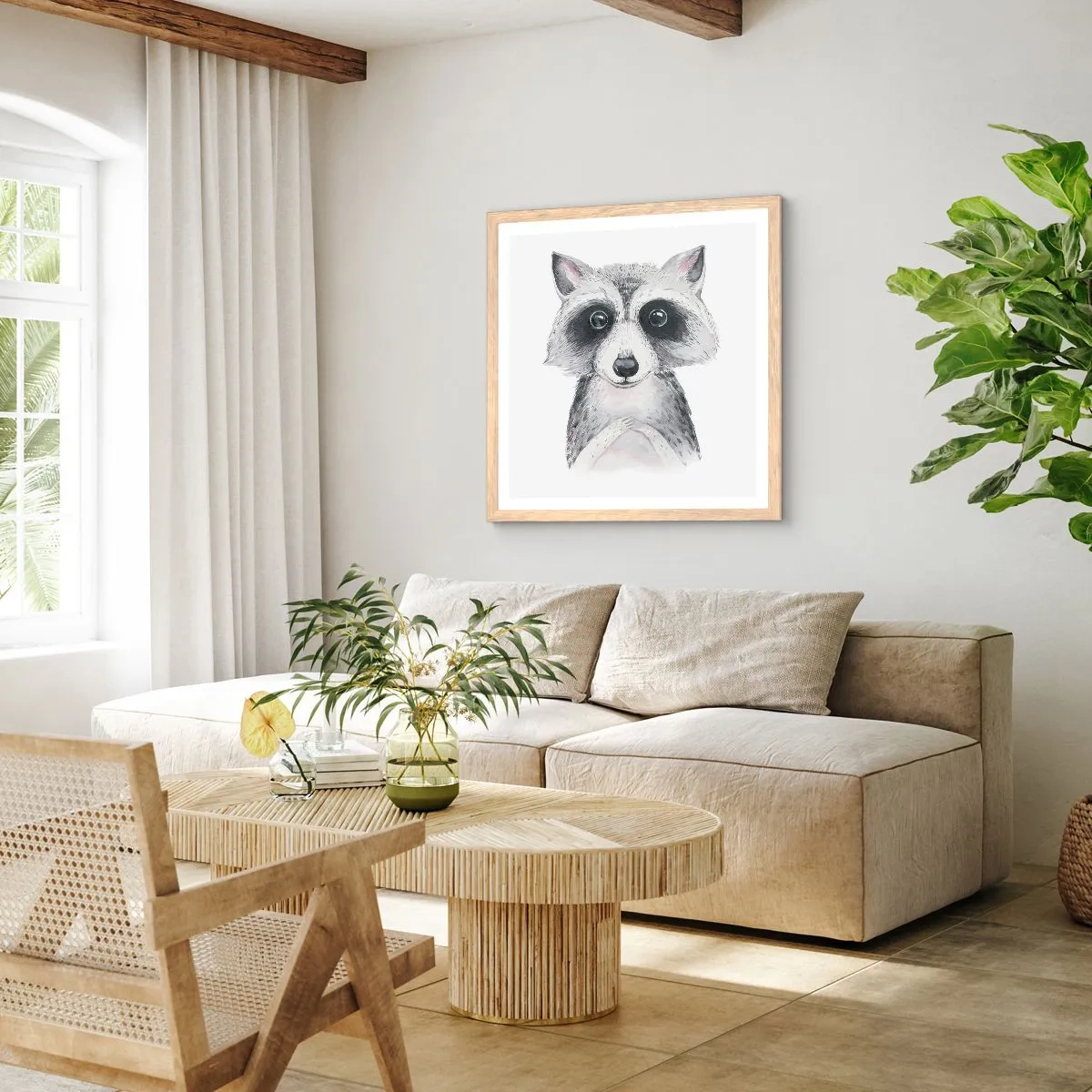 Poster în ramă de stejar deschis - Un moment pentru emoții - 40x40 cm