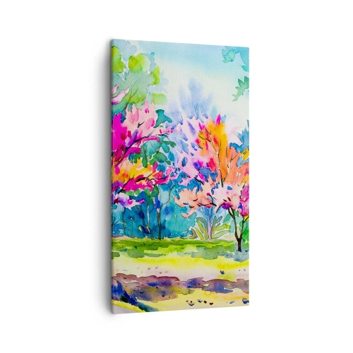 Tablou pe pânză - Grădina curcubeului în splendoarea primăverii - 45x80 cm
