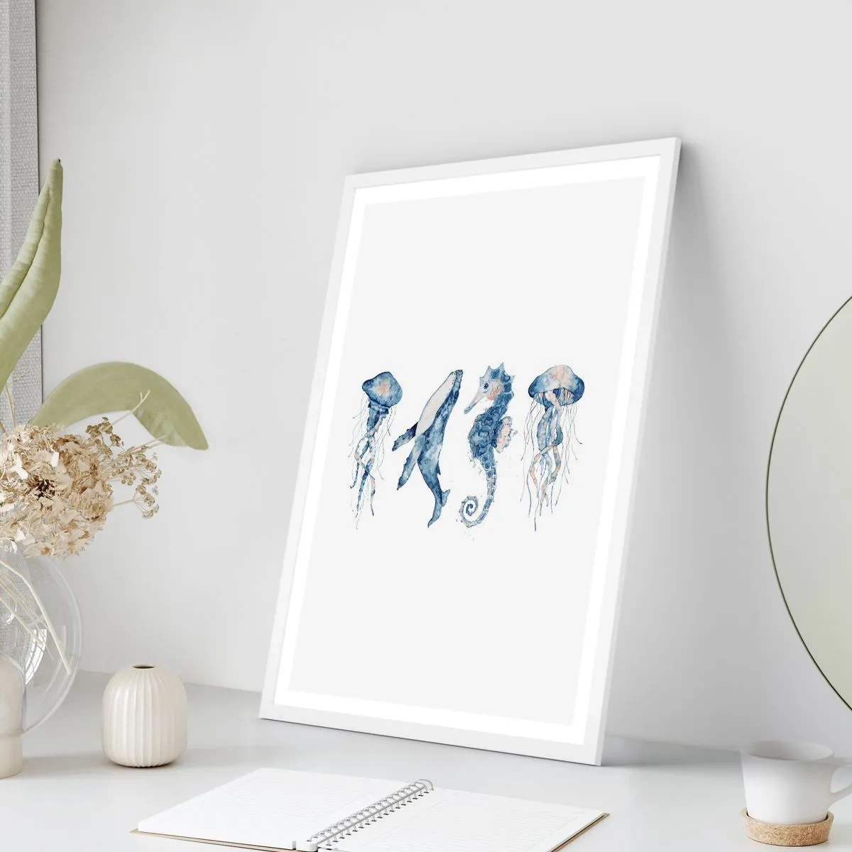 Poster în ramă albă - Fauna marină sălbatică - 70x100 cm