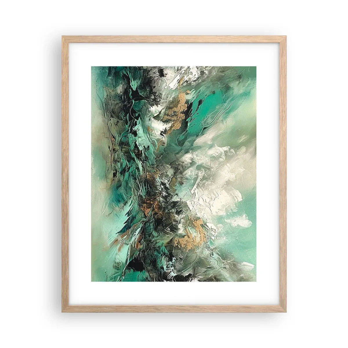 Poster în ramă de stejar deschis - Fierbere negru-smarald - 40x50 cm