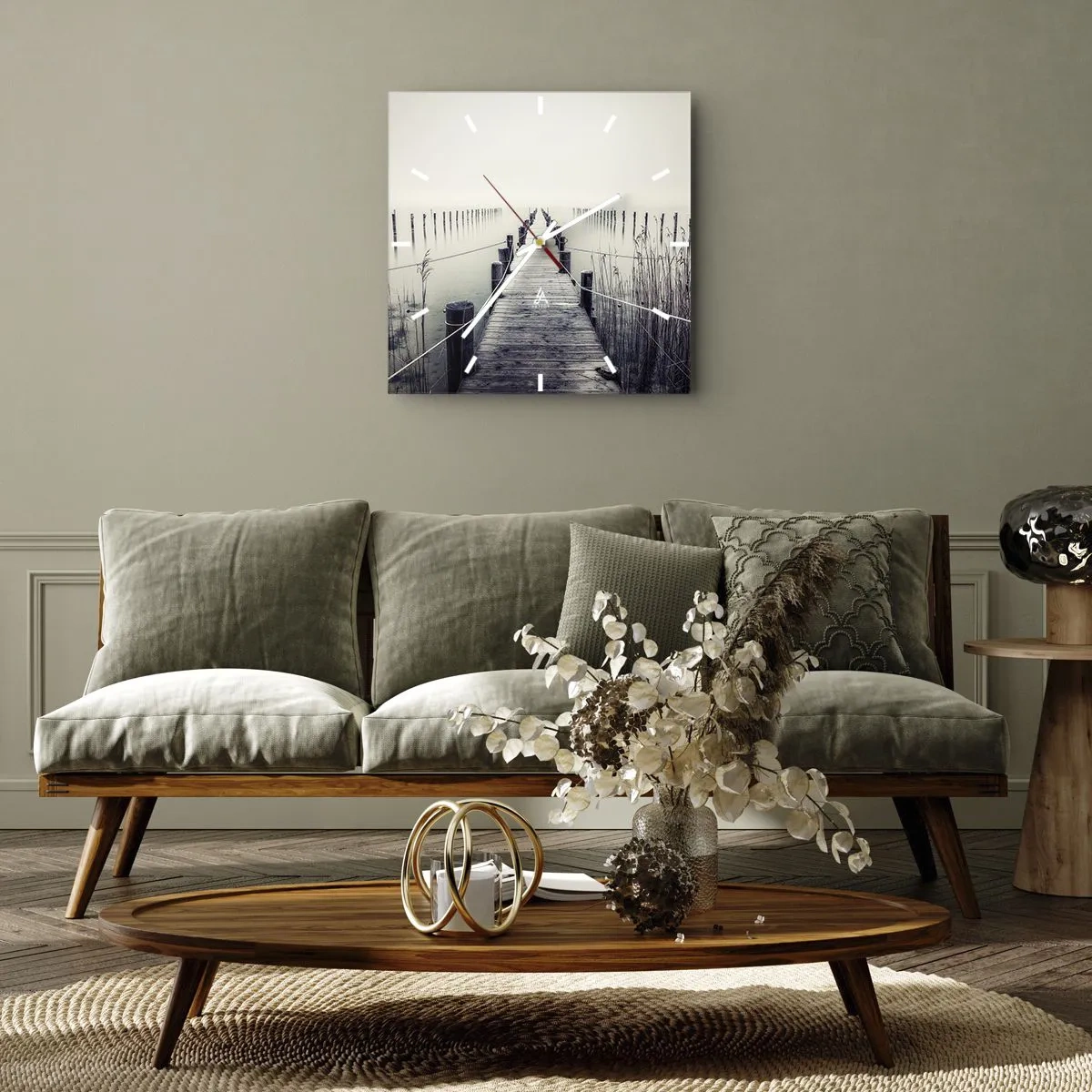 Ceas de perete - Ceas pe sticlă - Scufundă-te în pace - 30x30 cm