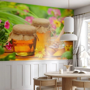 Tapet Premium Sand - Dulce și florală - Gastronomie, Miere, Flori - 300x210 cm