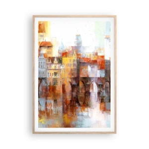 Poster în ramă de stejar deschis - Frumos și sub pod - 70x100 cm