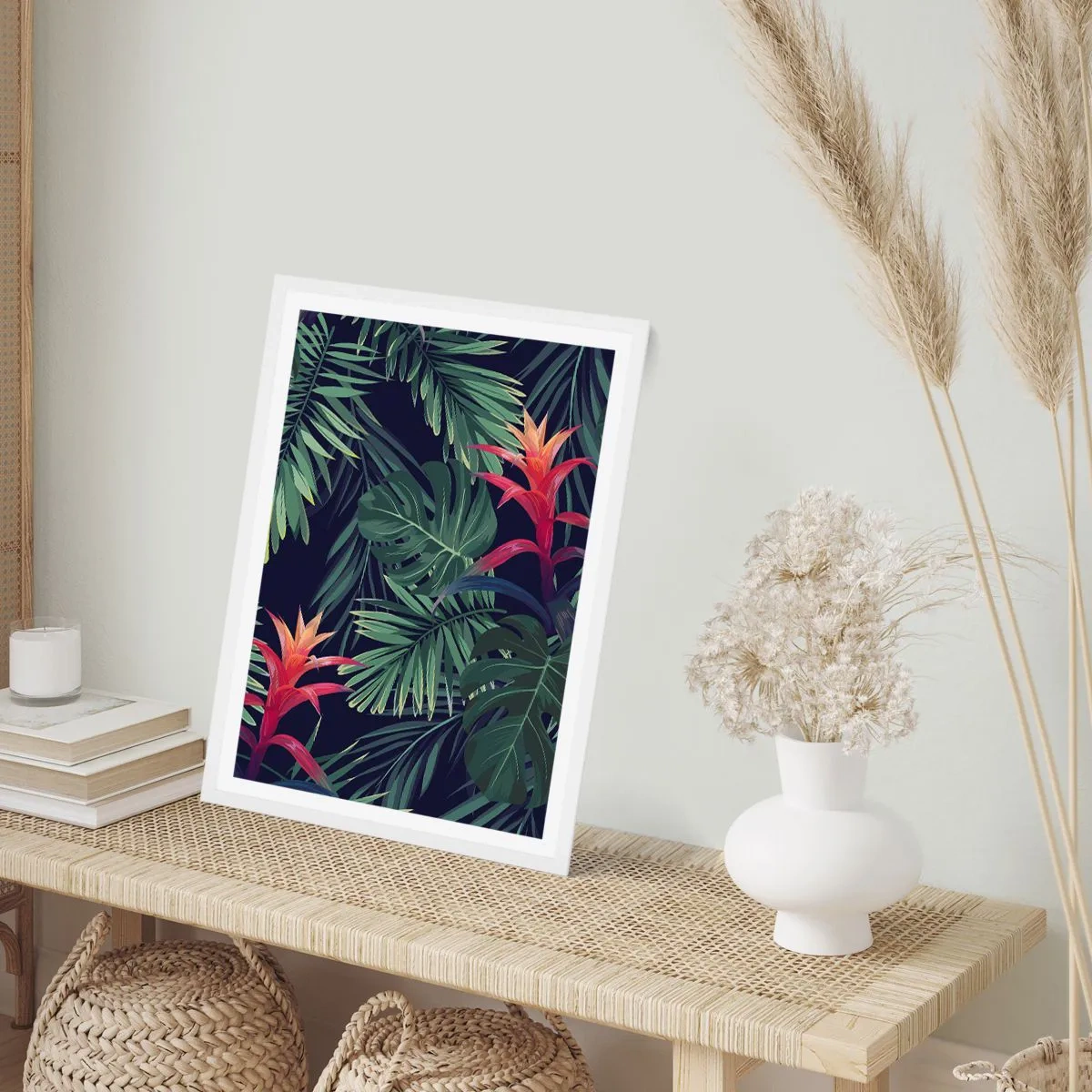 Poster în ramă albă - Flacăra verde - 30x40 cm
