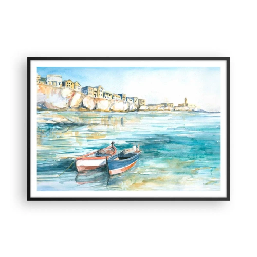 Poster în ramă neagră - Peisaj în azur - 100x70 cm