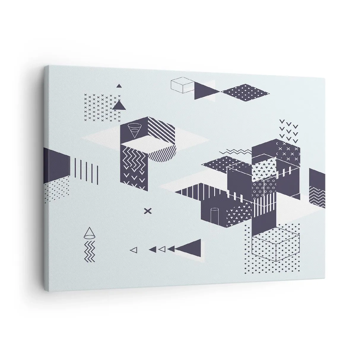 Tablou pe pânză Canvas - Grafică geometrică modernă în nuanțe de alb și albastru marin - 70x50cm - În sufletul matematicii - Decorațiune modernă pentru perete pentru living și dormitor ARTTOR
