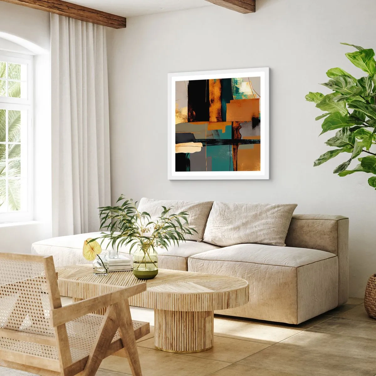 Poster în ramă albă - Abstracția - lumină și umbră - 50x50 cm