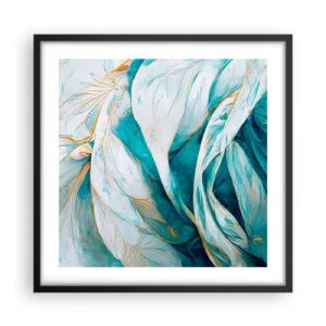 Poster în ramă neagră - Abstractul albastru cu motiv auriu - 50x50 cm