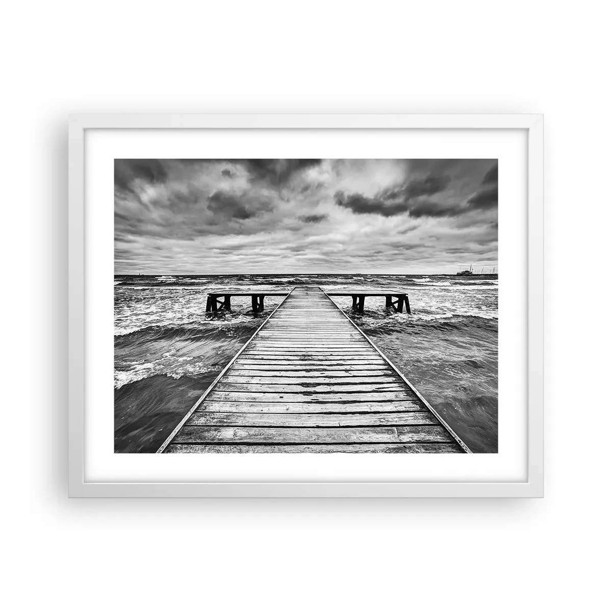 Poster în ramă albă - Aștept ca vântul să fugărească... - 50x40 cm