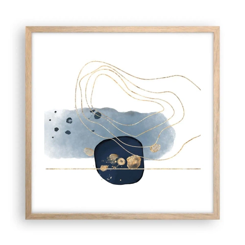 Poster în ramă de stejar deschis - Fantezie albastru-auriu - 50x50 cm