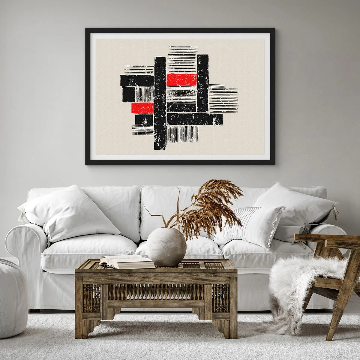 Poster în ramă neagră - Roșu și negru - 70x50 cm