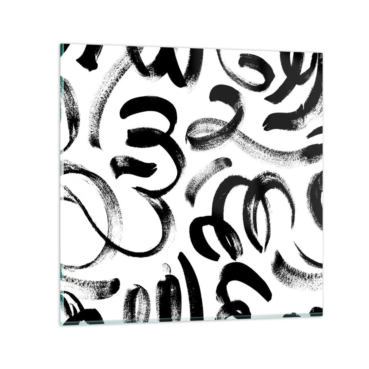 Tablou pe sticlă - Negru pe alb - 30x30 cm