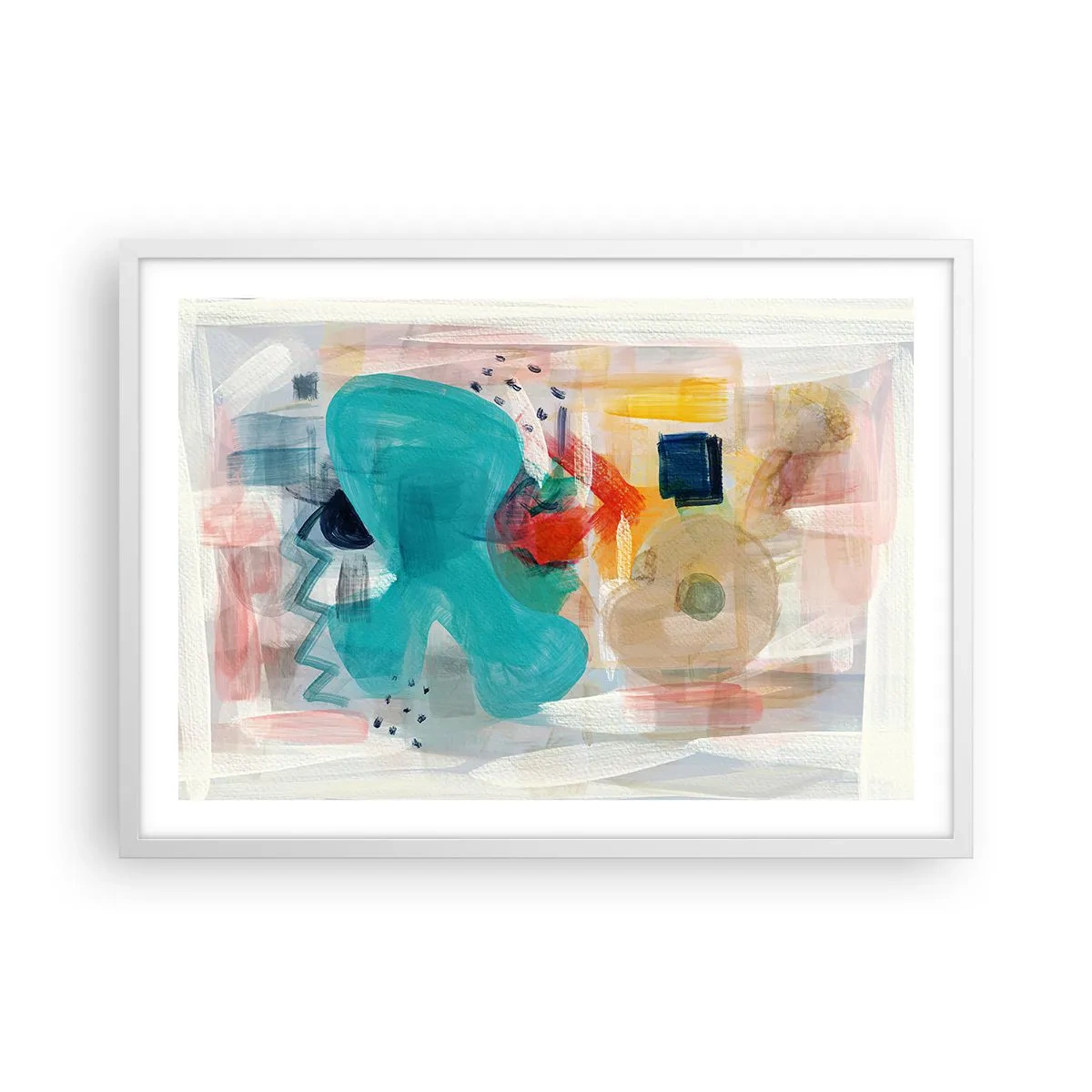 Poster în ramă albă - Joc plin de culoare - 70x50 cm