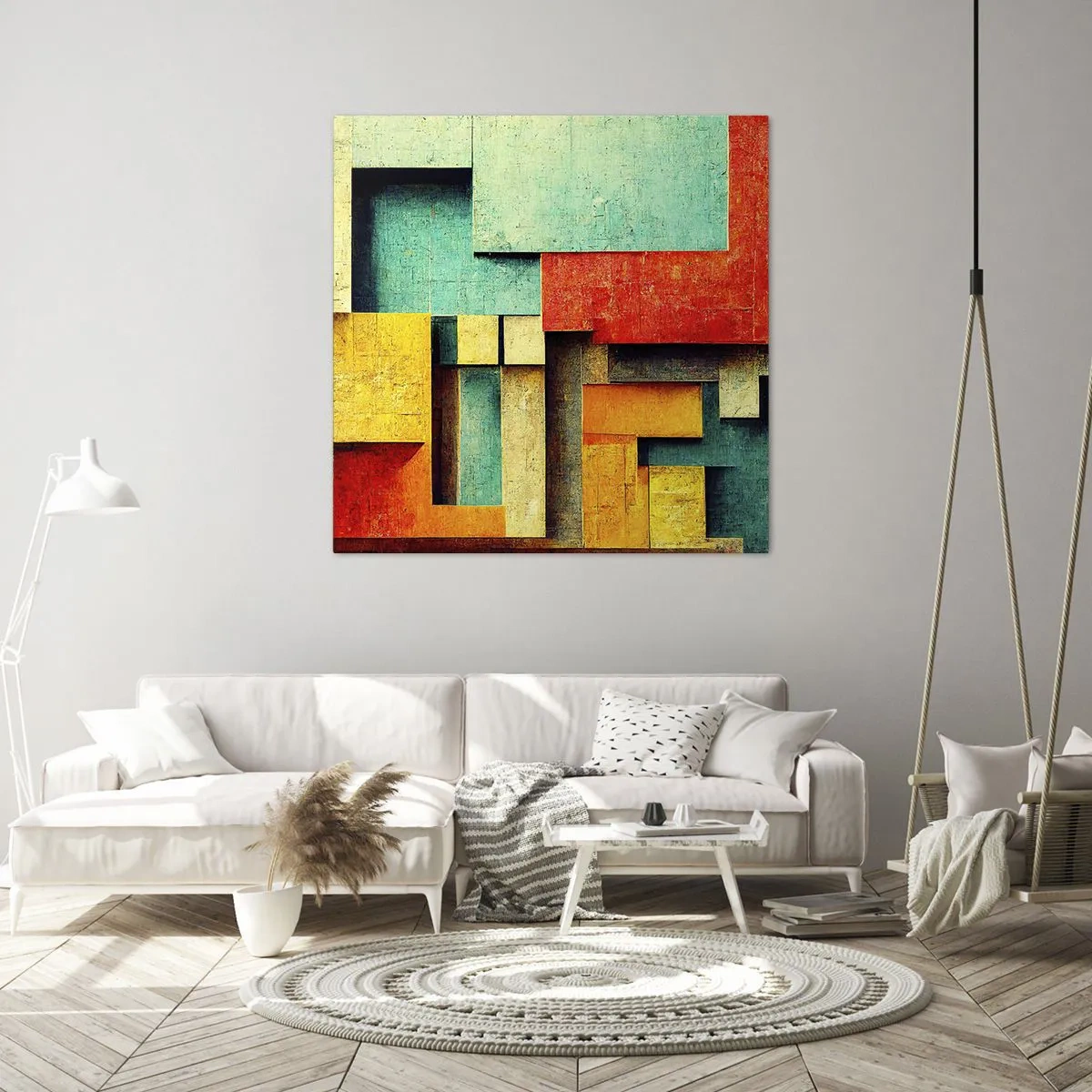 Tablou pe pânză - Festival de unghiuri drepte - 60x60 cm