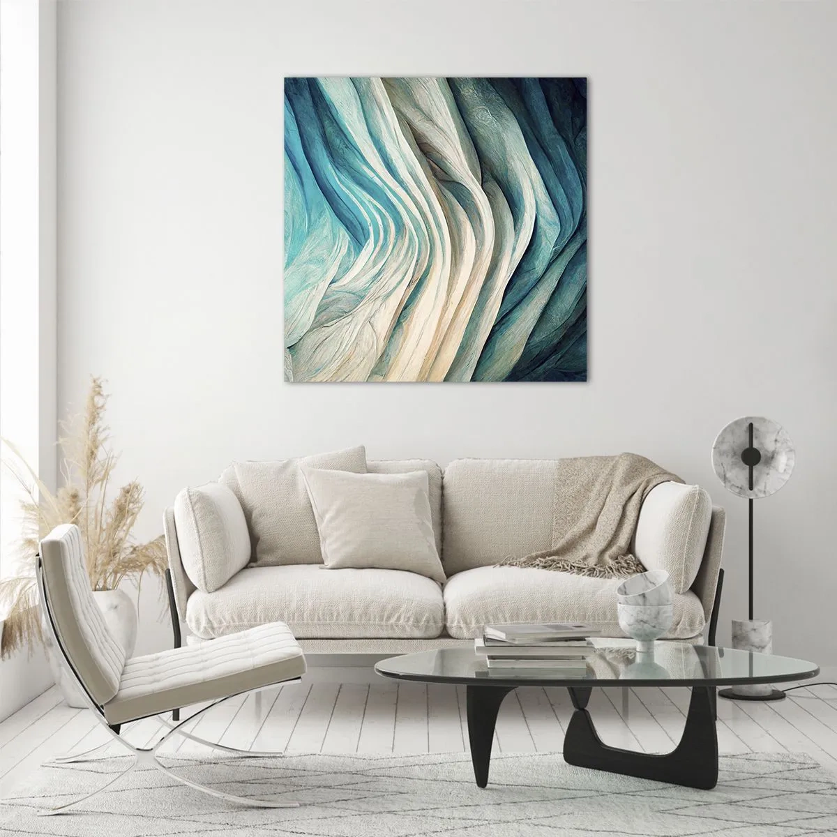 Tablou pe sticlă - Insațiabilitate albastră - 70x70 cm