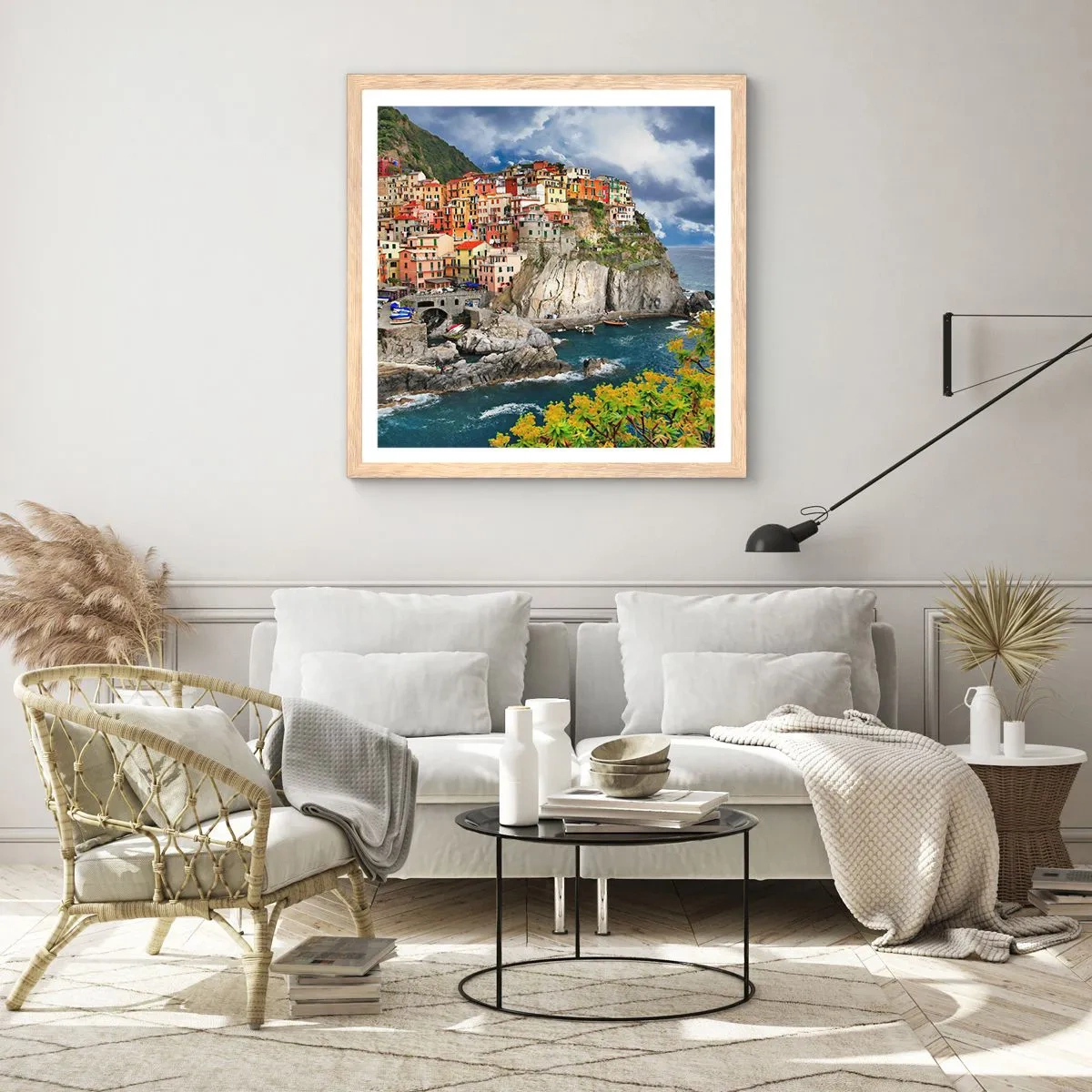 Poster în ramă de stejar deschis - Îmbrățișați de stânci - 30x30 cm