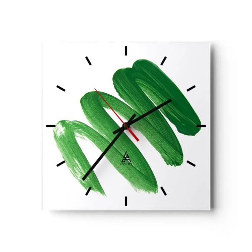 Ceas de perete - Ceas pe sticlă - Glumă verde - 30x30 cm