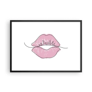 Poster în ramă neagră - Vrei un sărut? - 70x50 cm