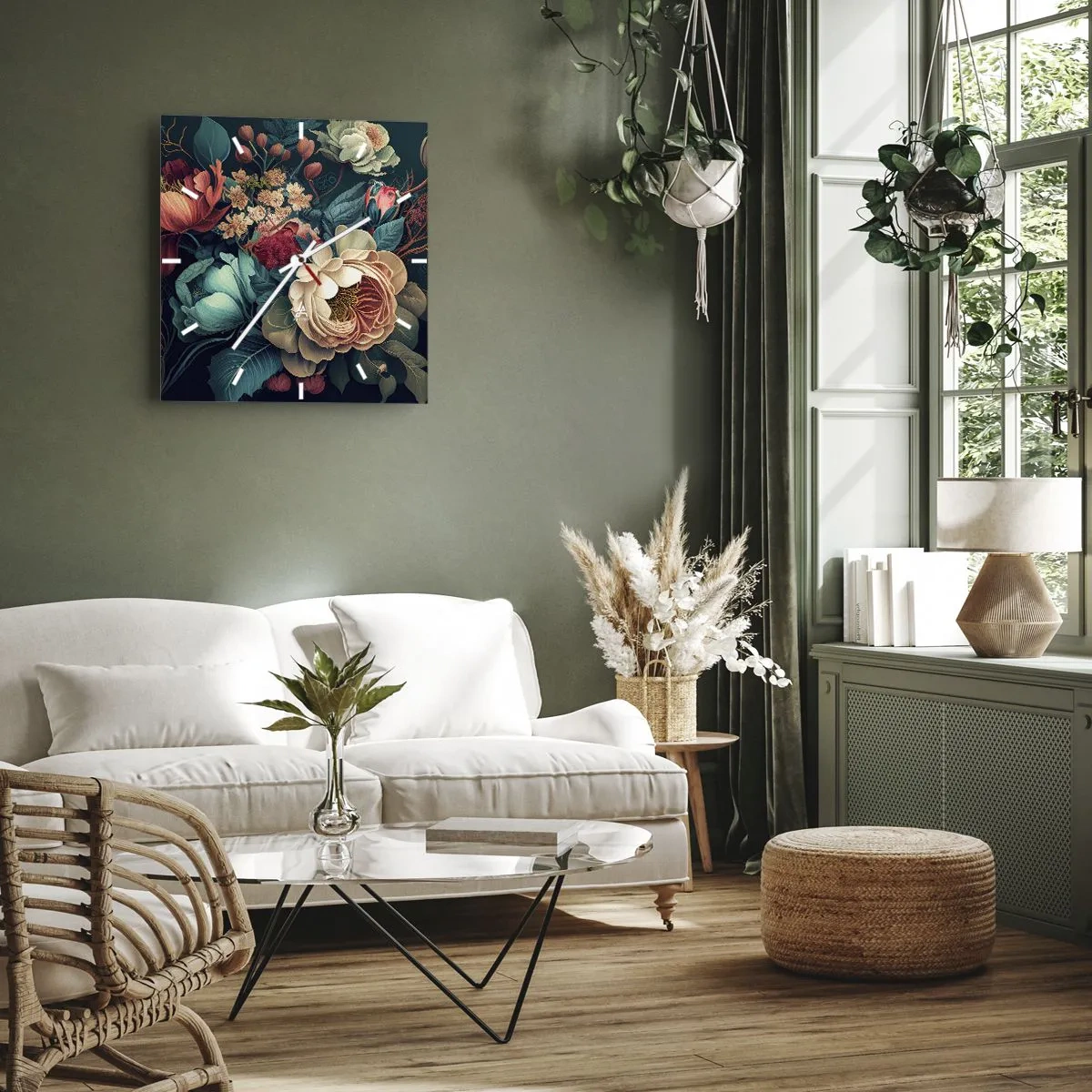 Ceas de perete - Ceas pe sticlă - Farmecul secolului al XIX-lea - 30x30 cm