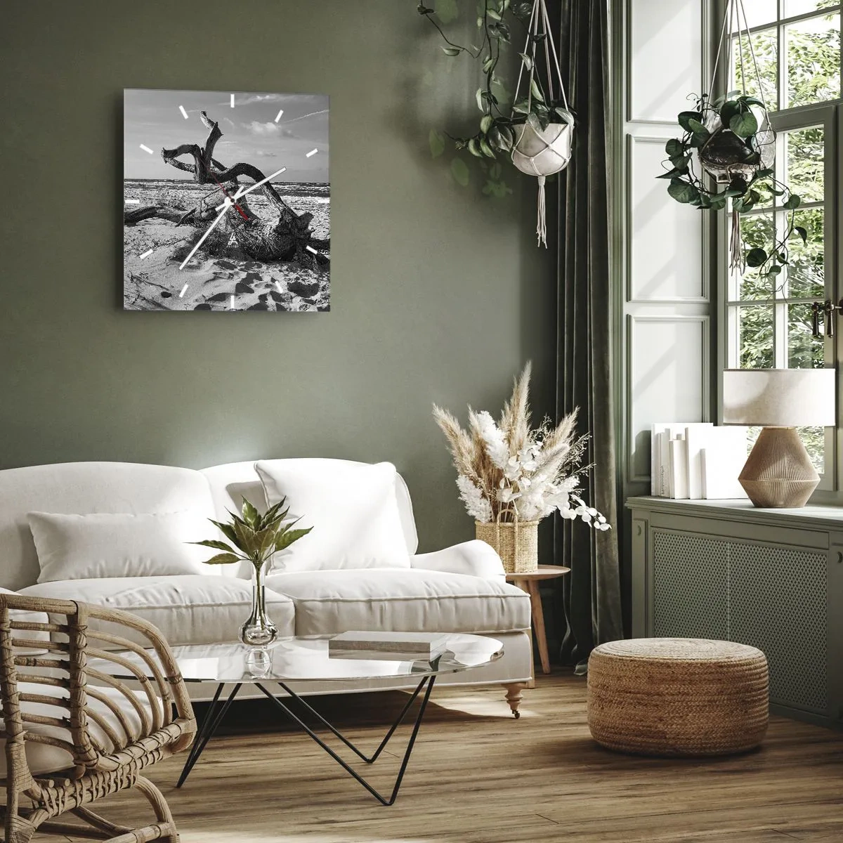 Ceas de perete - Ceas pe sticlă - Sculptură marină - 40x40 cm