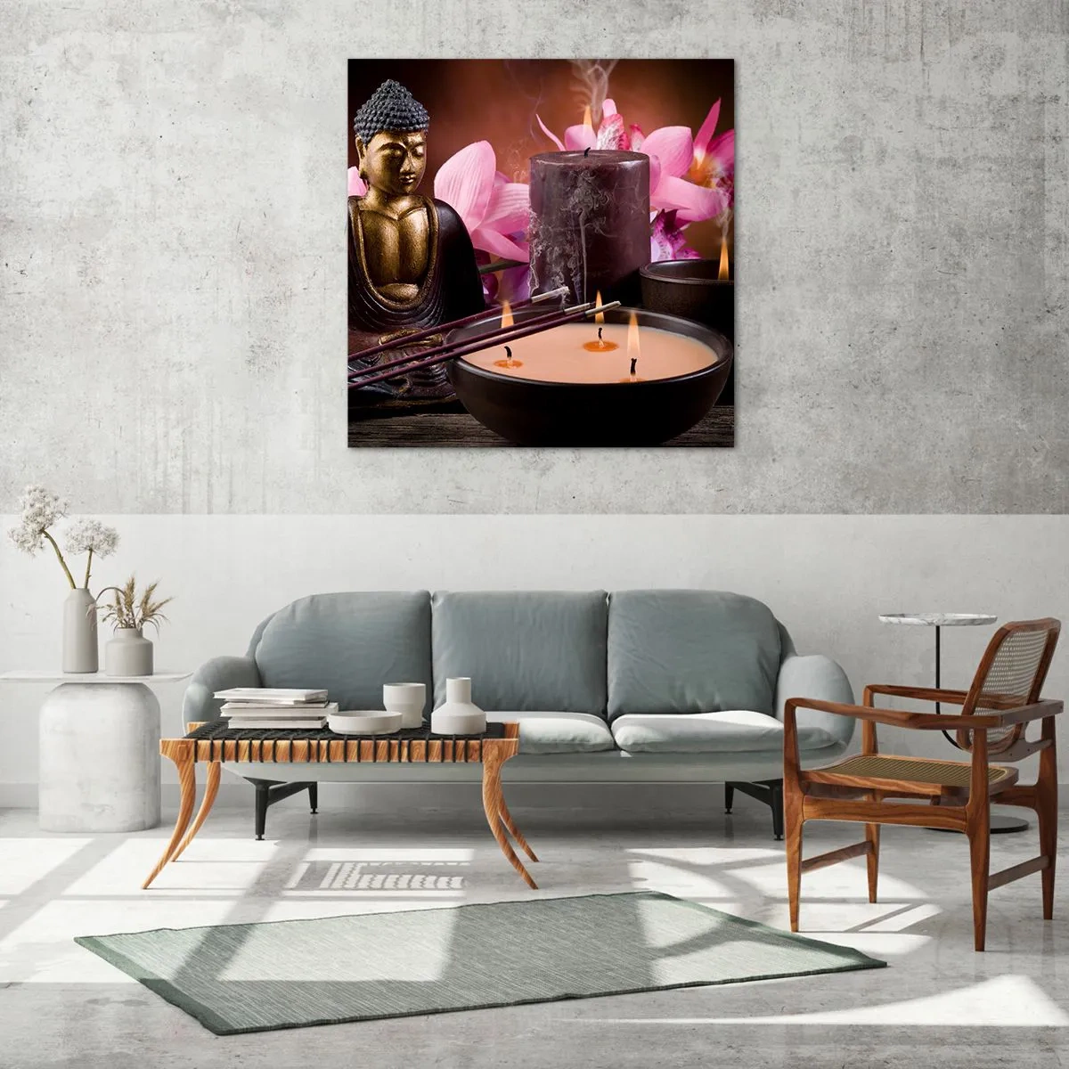 Tablou pe sticlă - Eliberați mintea, calmați corpul - 50x50 cm